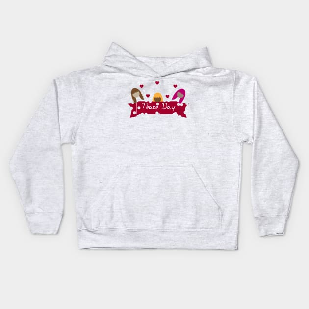 Women peace day sign Kids Hoodie by Wilda Khairunnisa